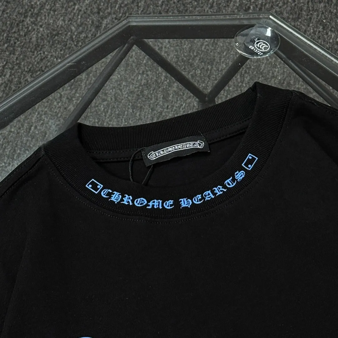 P190 Chrome Hearts 25 high-version long-sleeved fabrics made of 300 grams of high-density cotton, non-deformable, non-shrinking, complete with three labels, same style for men and women, process: digital printing, color: white, black SIZE: S-XL